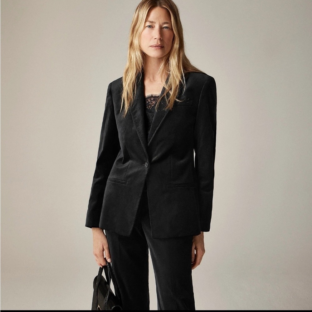 NWT J.Crew Alexandra Blazer in Black Velvet Size 12P